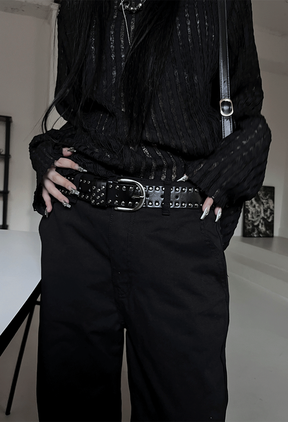 leather studded western belt